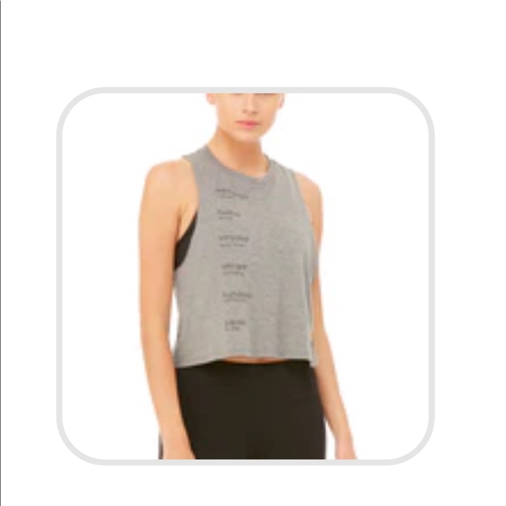 Pre-owned Alo Yoga tank top small s xs heather grey muscle tee